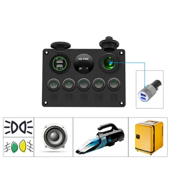 Vandtæt Digital Voltmeter Dobbelt USB-Port 12 V Stikkontakt Kombination Bil Marine LED Rocker Switch Panel tilbehør til bilen