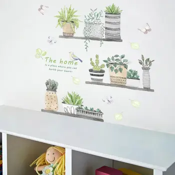 Vandtæt haveplante Wall Decor Stue DIY PVC Bonsai Blomst Kids Soveværelse Wall Sticker Home Decor Butterfly
