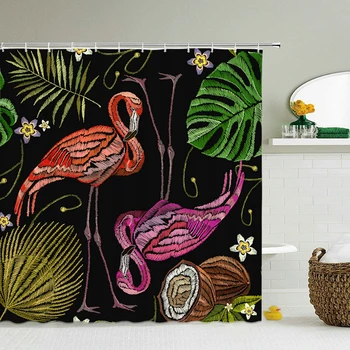Vandtæt Stof badeforhæng Flamingo Badeværelse Store 240X180 3D Print, Dekoration badeforhæng Badekar Skærm