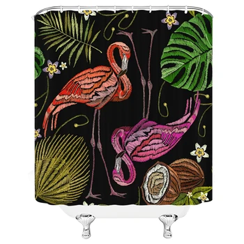 Vandtæt Stof badeforhæng Flamingo Badeværelse Store 240X180 3D Print, Dekoration badeforhæng Badekar Skærm