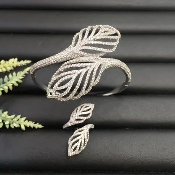 Vanifin Mode Smykker Stilfuld Elegant Palm Hule Blad Forgyldt Part Romantisk Armbånd Med Ring Banket Daglige Bedste Gave