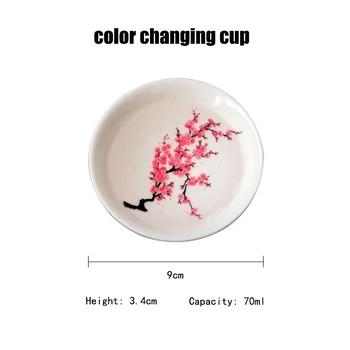Varmt Og Koldt Misfarvning Tekop Magic Sakura Cup Dekoration Blomst Display Glas Vand Keramiske Kung Fu Tekop Sæt Bedste Gave