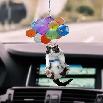 Vedhæng Farverig Ballon Kat Ornamentale Akryl Bilen Hænge Pynt til Hjemmet Vindue Dør Tegnefilm Søde Bil Vedhæng