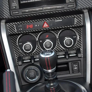 VENSTRESTYRET Bil Styling Ægte Carbon Fiber Dashboard AC klimaanlægget Knop Frame Cover Trim Panel For Toyota GT86 Subaru BRZ 2012-2016