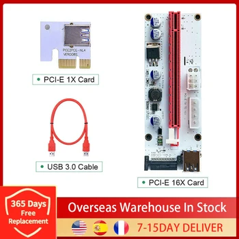 VER008S PCI-E Riser-Kort PCI Express 1X til 16X Udvidelse 60CM USB3.0 Kabel 4Pin 6Pin SATA Power LED for BTC Miner Minedrift