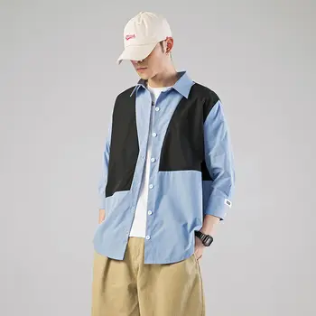 VERSMA Japansk Harajuku Vintage Patchwork Shirt Mænd Chemise Homme Korte Ærmer Oversized Shirts Camisa Masculina Plus Size 7XL