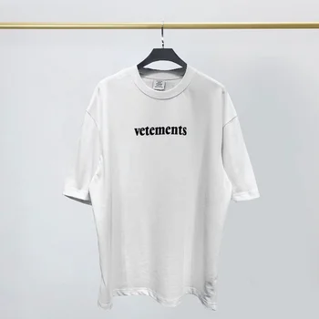 VETEMENTS French Street votements short sleeve T-shirt VTM wittermont flocking print loose T-shirt for men and women