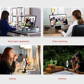 Video-Konference-Belysning 6.0 tommer Selfie Ring Lys med spændeenheden med 3 Lys-Modes&6 Niveau Dæmpes til Bærbar