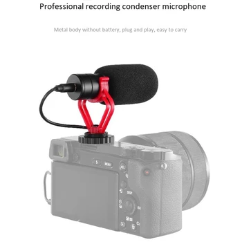 Video Mini Optagelse Mikrofon med støjreduktion Interview Mic for Sony, Nikon, Canon, Fuji DSLR-Kamera, Smartphone Vlog