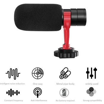 Video Mini Optagelse Mikrofon med støjreduktion Interview Mic for Sony, Nikon, Canon, Fuji DSLR-Kamera, Smartphone Vlog