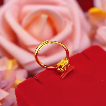 Vietnam Sand Crown Formet Guld AAA Zircon Ringe til Kvinder 24k Guld fingerring Bryllup, Fødselsdag, Fine Smykker, Gaver 2021