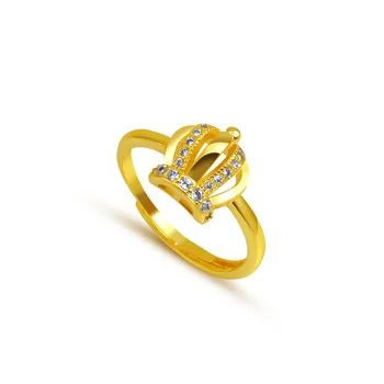 Vietnam Sand Crown Formet Guld AAA Zircon Ringe til Kvinder 24k Guld fingerring Bryllup, Fødselsdag, Fine Smykker, Gaver 2021