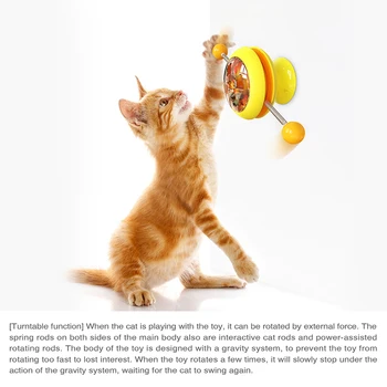 Vindmølle Cat Toy Interactives Kat Legetøj med Katteurt med Stærk Suge Base Cup Pladespiller Legetøj til Kat G10