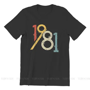 Vintage 40-års Fødselsdag Afgørende Mode t-shirts 1981 Mandlige Stil Ren Bomuld Streetwear T-Shirt med Rund Hals Stor Størrelse