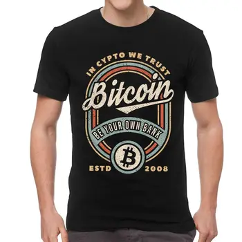 Vintage Bitcoin I Crypto Vi har Tillid til, Tshirt Mænd Graphic Tee Toppe Bomuld T-Shirts, Korte Ærmer Blokkæden BTC-Fan T-shirts Tøj