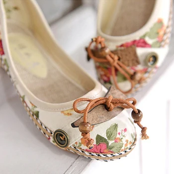 Vintage Blomster Kvinder Lejligheder Mokkasiner Slip På bomuldsstof Loafers Sko Komfortable Damer Sko Flade Sko shoes mujer 2019