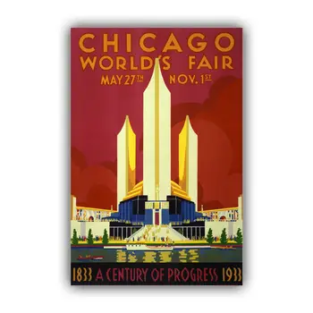 Vintage Chicago Worlds Fair Plakat - Lærred Væg Kunst Print, Illustrationer, Lærred Plakater Og Prints Wall Decor Væg Kunst