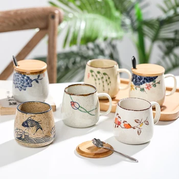 Vintage kaffebæger Unik Japansk Retro Stil Keramik Kopper, 380ml Ovnen Ændre Ler Morgenmad Cup Kreative Gave til Venner