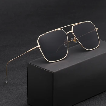 Vintage Over Mellemstore Solbriller Mænd, Anti-Reflekterende Spejl Klassiske Firkantede Metal Briller Mode Nye Kvinder Sol Briller Uv400