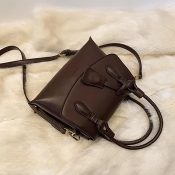 Vintage Square Tote taske 2021 Nye Mode af Høj kvalitet PU Læder Kvinders Designer Håndtaske med Høj kapacitet Skulder Messenger Taske