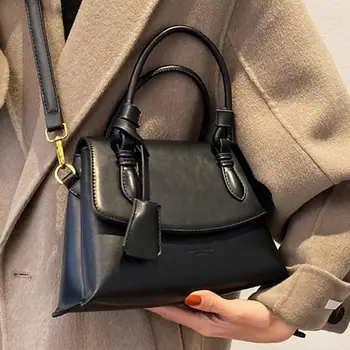 Vintage Square Tote taske 2021 Nye Mode af Høj kvalitet PU Læder Kvinders Designer Håndtaske med Høj kapacitet Skulder Messenger Taske