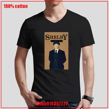 Vintage Tommy Shelby - Sløj Skyklapper V-hals T-Shirt Hvid Slim Høj Kvalitet Shirt Til mænd Korte Ærmer Bomuld, Klassisk