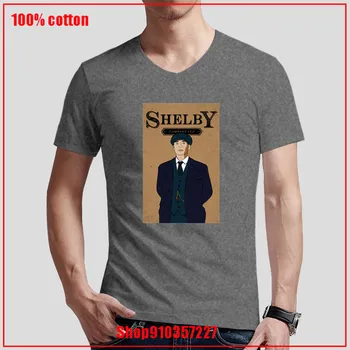 Vintage Tommy Shelby - Sløj Skyklapper V-hals T-Shirt Hvid Slim Høj Kvalitet Shirt Til mænd Korte Ærmer Bomuld, Klassisk