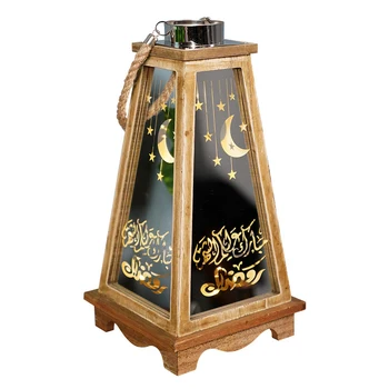 Vintage Træ Lanterner Islamiske Eid Ramadan Lys Træ Muslimske Lanterne Til Hjemmet Festival Party Dekoration Gaver Eid Al Adha