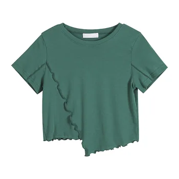 Vintage Træ Ører O Hals kortærmet T-shirt 2021 Sommeren New Woman Slim Fit T-Shirt, Stramme Tee Sommeren Retro Toppe Kvindelige T-shirt