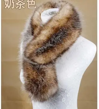 Vinter varm imiteret ræv, vaskebjørn pels tørklæde multi farve unikke mønster pels krave print, pels tørklæder kvinder fashion vinter tørklæde