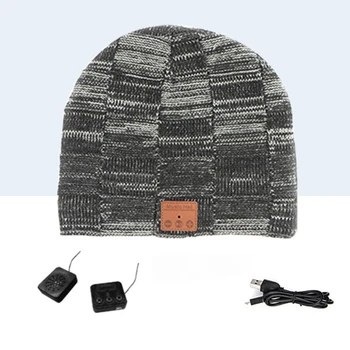Vinter Varm Trådløse Bluetooth Headset Cap Musik Hovedtelefoner Hat til Sport 875D