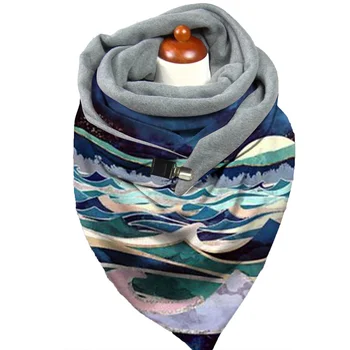 Vinteren Kvinder Tørklæde Tie-Farvet Tørklæde med Print Klip Vinter halsvarmer Forfang Termisk Wrap Sjal Kvindelige Tørklæder