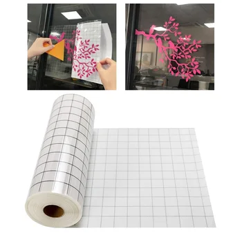 Vinyl Transfer Tape-Rullen er Klar med Sort Tilpasning Grid Ansøgning Tape for Tegn Håndværk Decals Medium Tack (12v x 5ft)