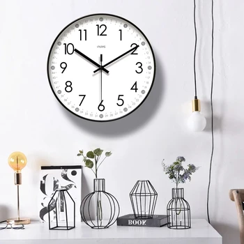 Visbare Minutters Runde Mute Moderne Design Large Wall Clock Ure til Hjem, Køkken, Stue Indretning batteridrevet Tavs