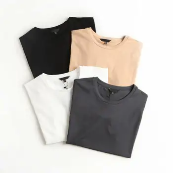 Visne Sommer T-Shirt til Kvinder England Style Simpel Solid O-hals Bomuld Match Grundlæggende Harajuku Tshirt Camisetas Verano Mujer 2020