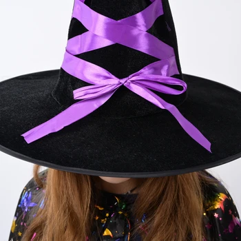 Voksen Børn Børn Witch Hatte Maskerade Bånd Wizard Hat Cosplay Halloween Kostume Party Fødselsdag Karneval Hekse Toppen Hatte