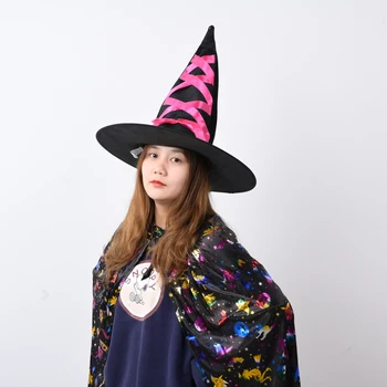 Voksen Børn Børn Witch Hatte Maskerade Bånd Wizard Hat Cosplay Halloween Kostume Party Fødselsdag Karneval Hekse Toppen Hatte