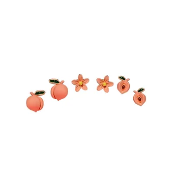 VSnow Sommeren Sweet Peach Blossom Fersken Stud Øreringe til Kvinder, Piger koreanske Mode Sød Metallic Pink Frugt Øreringe Smykker