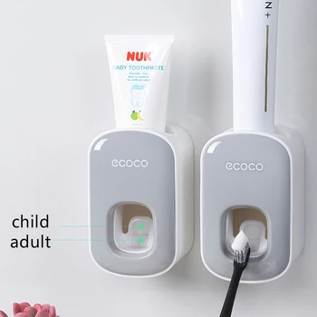 Vægbeslag Automatisk Tandpasta Dispenser Badeværelse Tilbehør Sæt Tandpasta Squeezer Dispenser Badeværelse Tandbørsteholder Værktøj