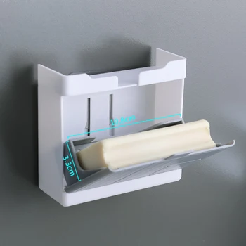 Vægmonteret Soap Box Flip Type Sæbe Afløb Storage-Rack Med To Kroge Badeværelse Hylde Badeværelse storage rack