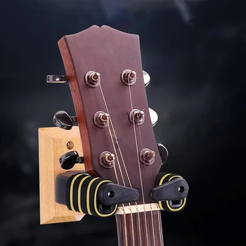 Vægmonteret Træ-Base Tilbehør Rotere Guitar Bøjle Indehaveren Støtte Rack Grovhed Hook Automatisk Lås Skærm Bas Stå