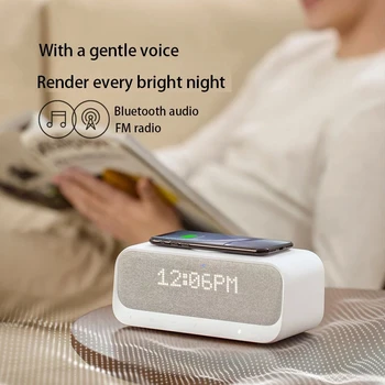 Vækkeur Højttaler FM-Radio Soundcore Wakey Bluetooth Højttaler med Trådløs Oplader til Iphone Xiaomi Huawei