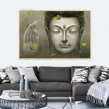 Wall Art Print Buddha Plakater, Lærredstryk Abstract Olie Maleri På Væggen Billeder Til Stuen Religiøse Hjem Dekoration Zen