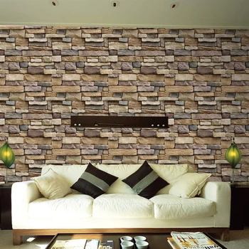 Wall decor simulering Rock mursten Klistermærker 45cm hjem dekoration Soveværelse stue, sovesal baggrundsbillede dekoration