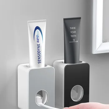 Wall-Mount Automatisk Tandpasta Dispenser Badeværelse Tilbehør Tandpasta Squeezer Tandbørste Rør Squeezer Tandbørsteholder
