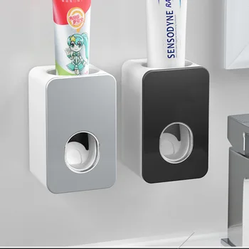 Wall-Mount Automatisk Tandpasta Dispenser Badeværelse Tilbehør Tandpasta Squeezer Tandbørste Rør Squeezer Tandbørsteholder