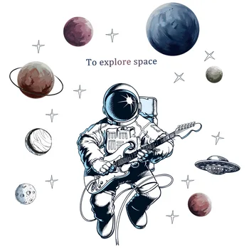 Wall Stickers Tegnefilm børneværelse Børnehave Tidlig Uddannelse Univers stjernehimmel Pilot Astronaut Dreng Klistermærker