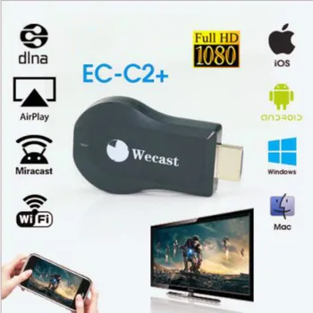 Wecast C2+ Miracast DLNA Wireless WiFi Display TV DongleHDMI-kompatible Streaming Media Player Støtte Spejling Android Systerm