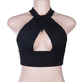 Weibo elastisk vest women ' s natklub slanke type af ren farve seksuel tilbage-indpakket bryst