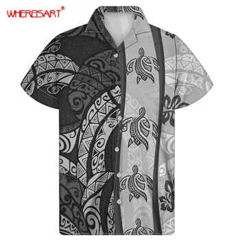 WHEREISTAR Sommeren Mænd Shirt i Overstørrelse Mænd Tøj Vintage Mandlige T-shirt Polynesiske Skildpadde 3D-Print Casual chemise homme